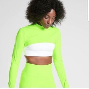 Athleta Neon Green Long Sleeve Crop Top